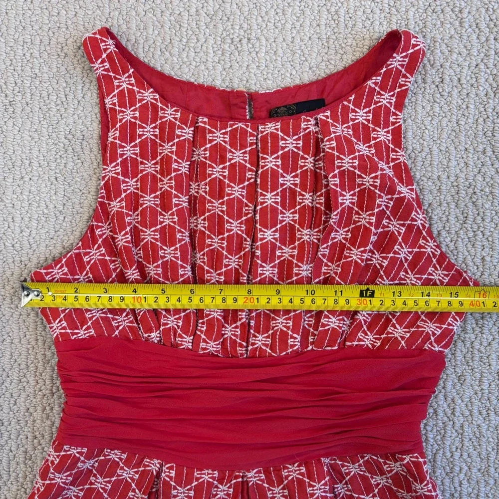 Frock by Tracy Reese Geometric Fit Flare Dress, Size 6 Red White, Y2K Millennial
